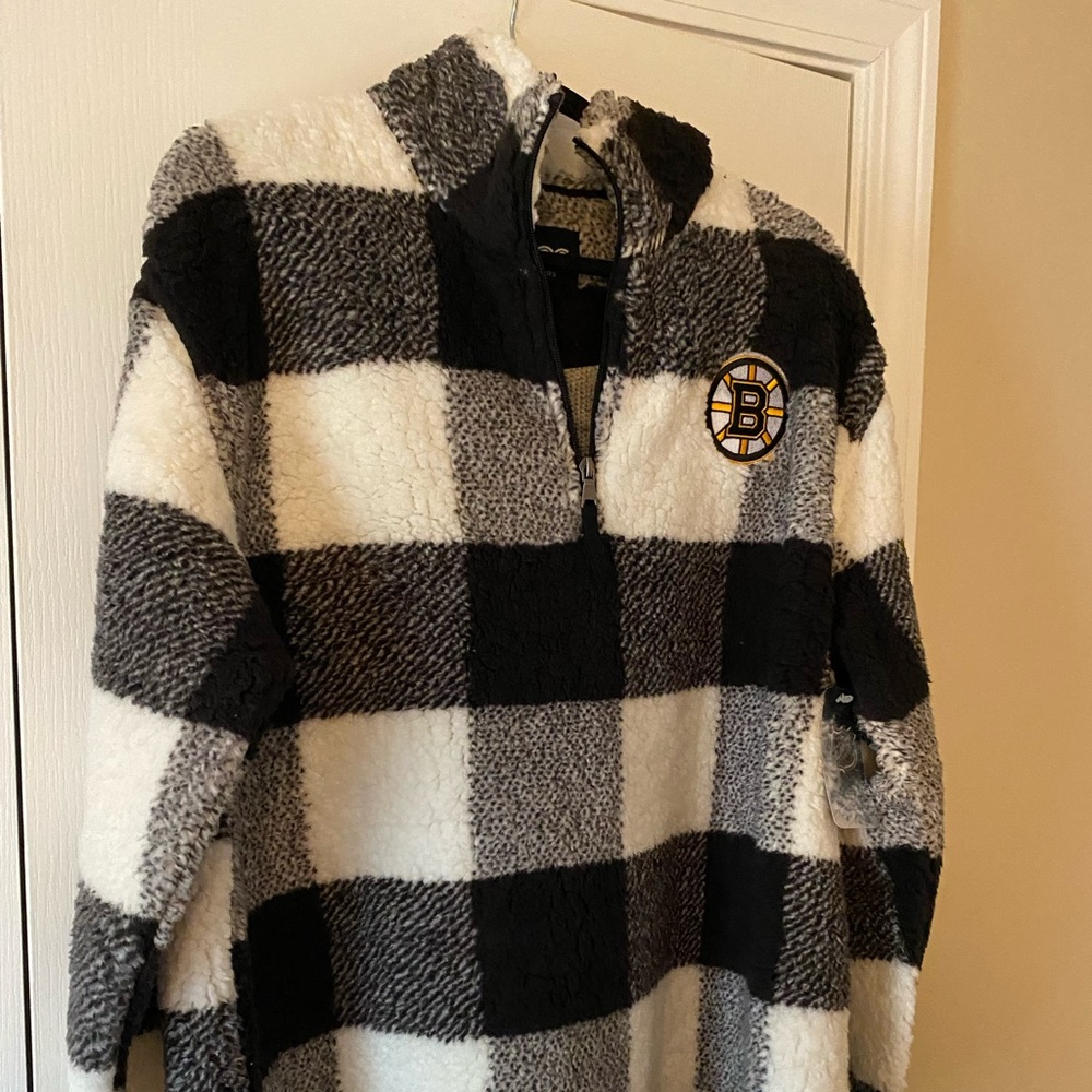 Boston Bruins NHL Sherpa 1/4 Zip Fleece Style Pullover New GIII 4Her Size XL